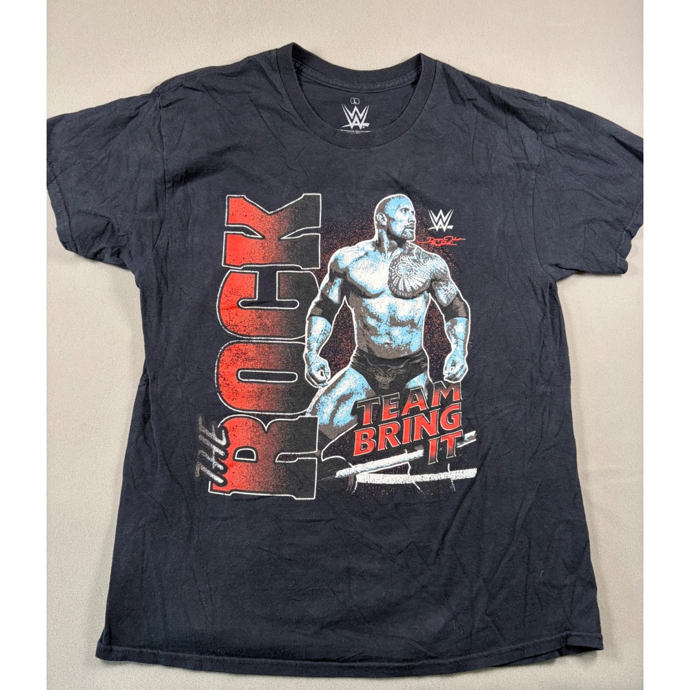 WWE The Rock Team Bring It T-Shirt Mens Large Black Ripple Junction Wrestling